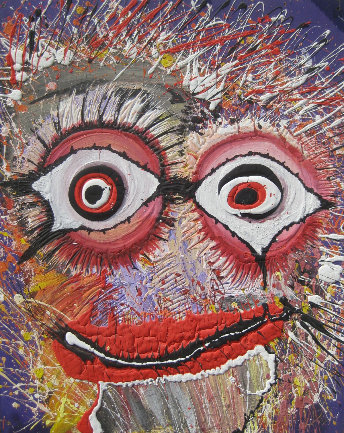 Monster 100 cm x 80 cm, Acrylat auf Holz gekleckst, 1990